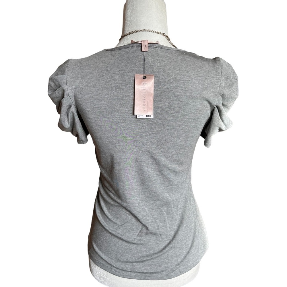 🇺🇸  BUNDLE ONLY - 5/$15 Philosophy Ruched Cap Sleeve Top, Grey NWT - Picture 2 of 6
